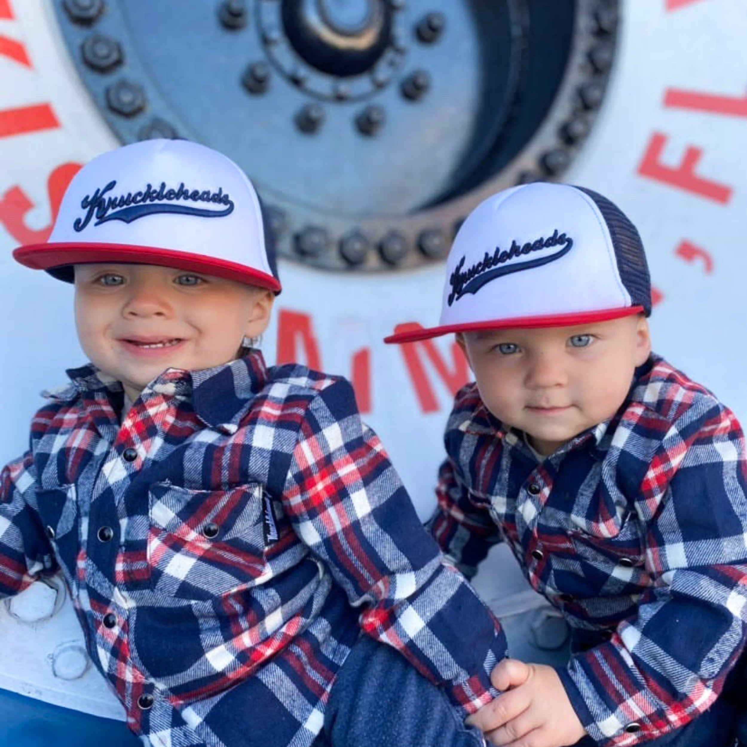 Red Navy Kids Hat - with Velcro Closure - Knuckleheads Clothing