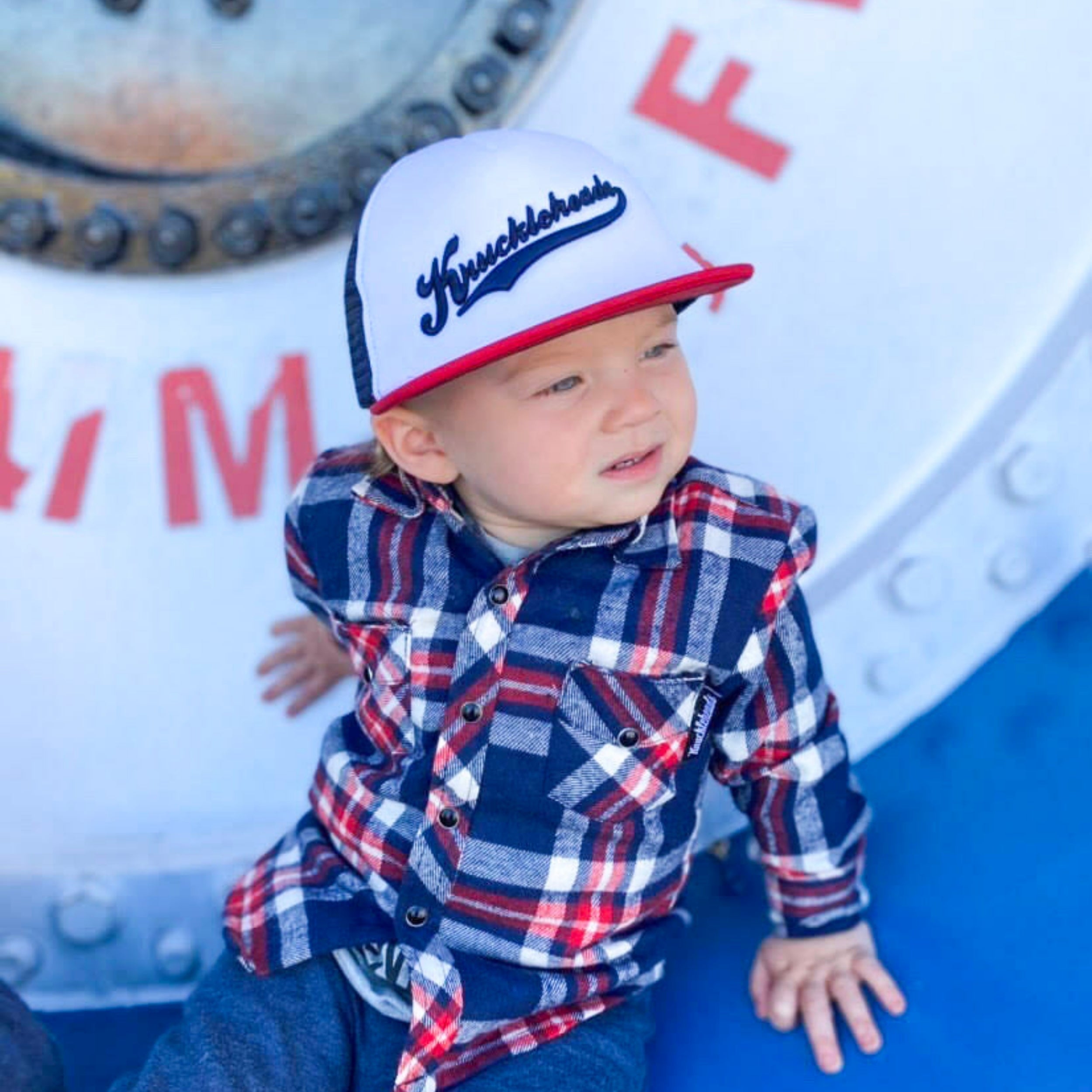 Red Navy Kids Hat - with Velcro Closure - Knuckleheads Clothing