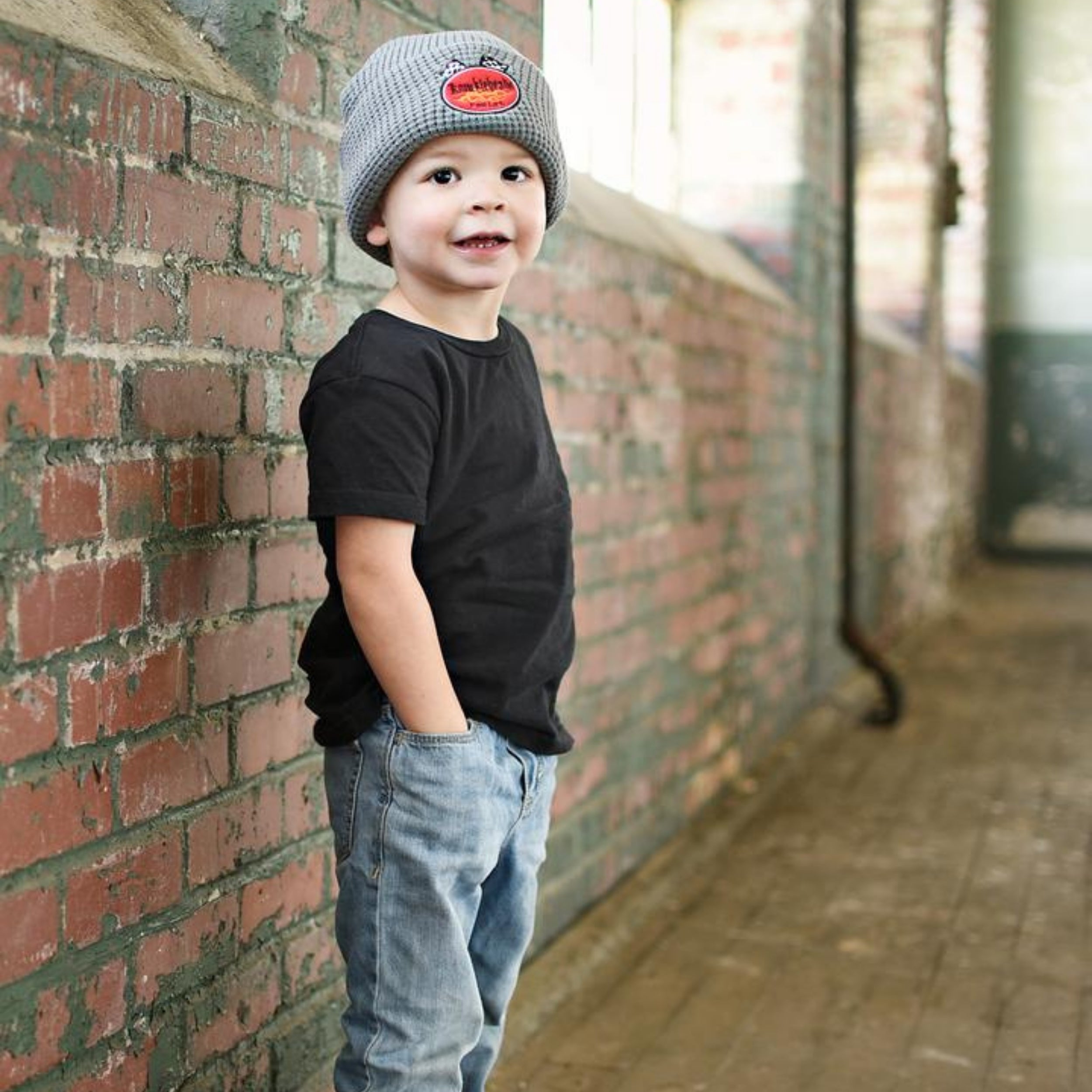 Knuckleheads Grey Fold-Up Beanie For Boys - Knuckleheads Clothing