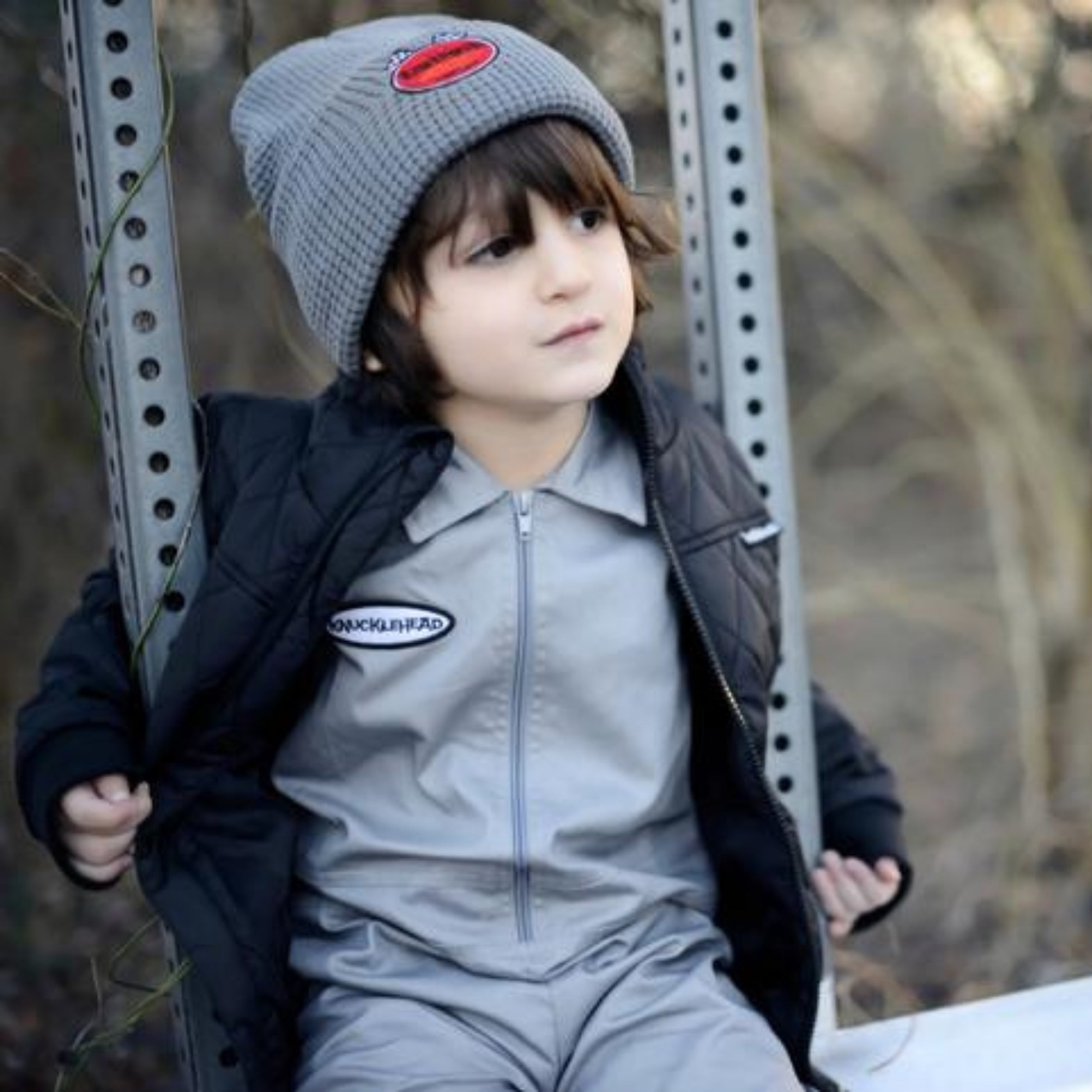 Knuckleheads Grey Fold-Up Beanie For Boys - Knuckleheads Clothing