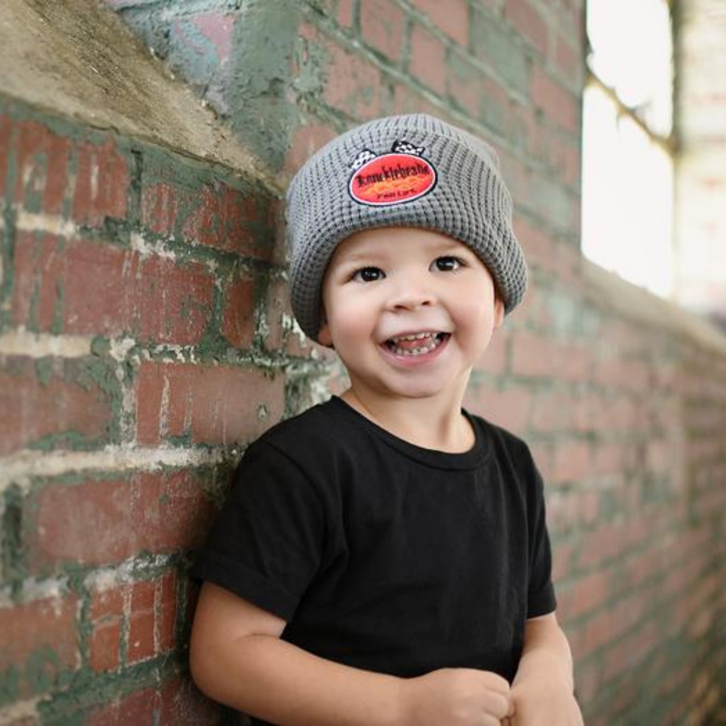 Knuckleheads Grey Fold-Up Beanie For Boys - Knuckleheads Clothing