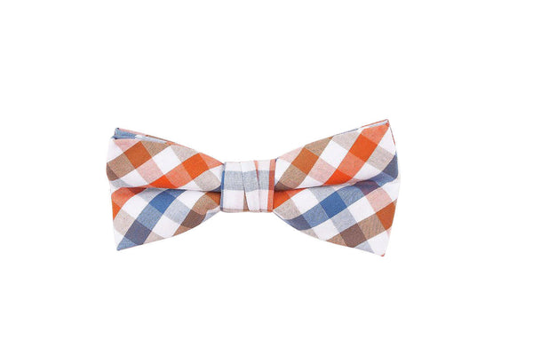 Orange Blue Checkered Bow Tie