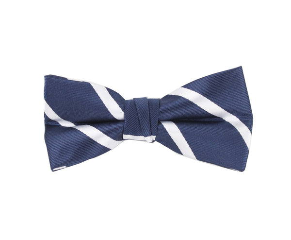 Navy and White Striped Bow Tie