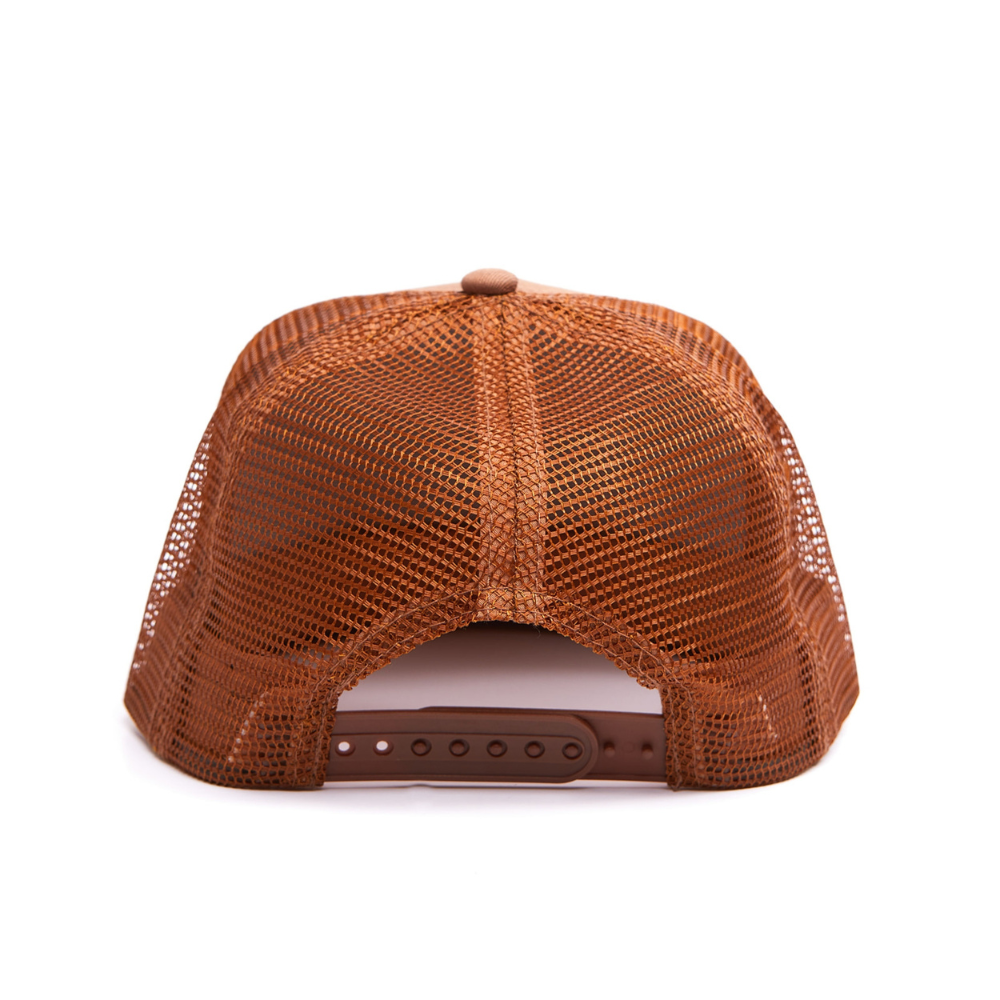 Introducing the Classic Kids Trucker Hat with 'Bubba' Patch and Sun Mesh: A versatile and practical accessory designed for kids. In a rich brown hue, it features a playful 'Bubba' patch on the front and sun mesh for added breathability. Elevate your child's style with this fashionable and comfortable hat, perfect for outdoor adventures and everyday wear. 