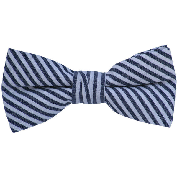 Navy and White Stripes Linen Bow Tie
