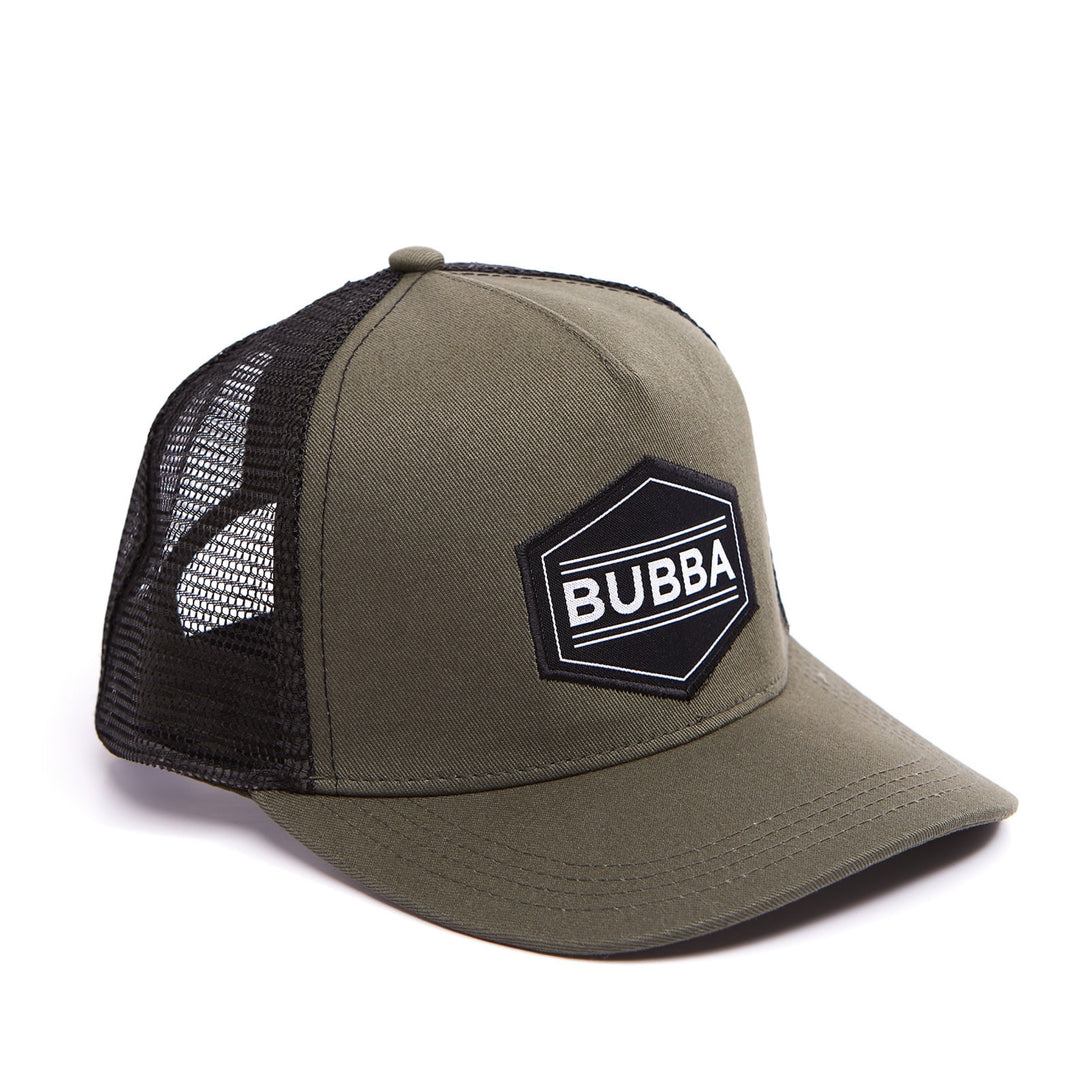 The Kids Trucker Hat with 'Bubba' Patch and Sun Mesh: A stylish and comfortable accessory designed for kids. In a vibrant green shade, it features a cool 'Bubba' patch on the front and sun mesh for added breathability. Elevate your child's style with this fashionable and practical hat, perfect for outdoor adventures and everyday wear. Crafted with care, this green kids trucker hat with the 'Bubba' patch and sun mesh is a must-have addition to their wardrobe, adding a burst of color to their ensemble.