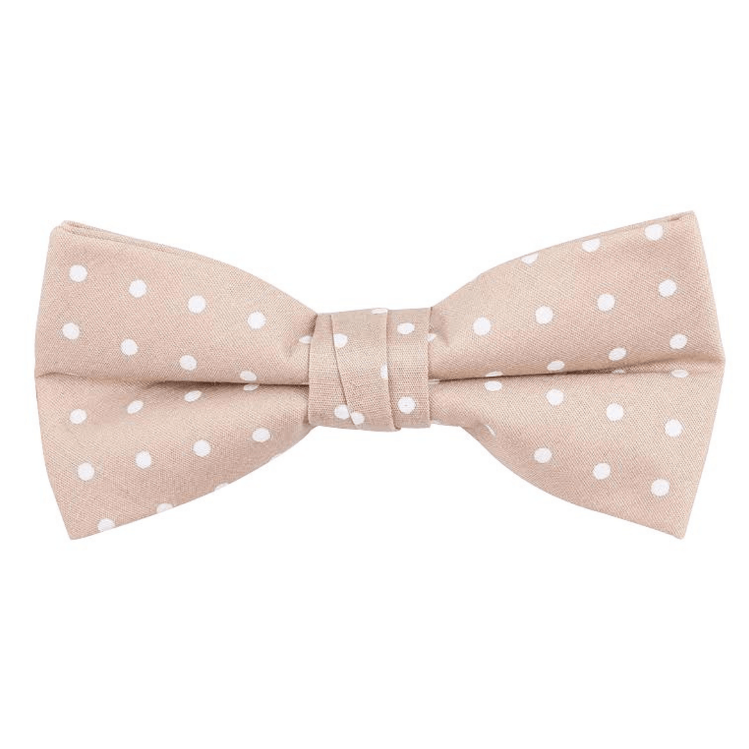 Beige Polka Dotted Birthday Bow Tie - Knuckleheads Clothing