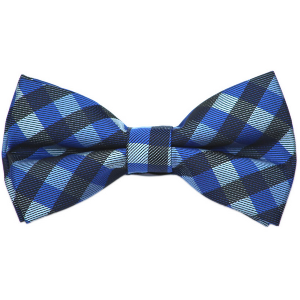Black and Blue Plaid Bow Tie