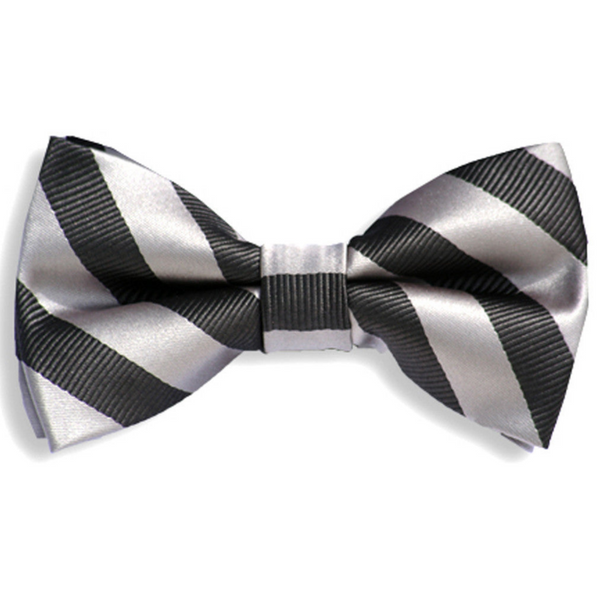 Light Grey Stripe Baby Kids Bow Tie