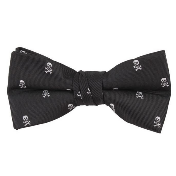 Black and White Skulls Kids Bow Tie with Motifs
