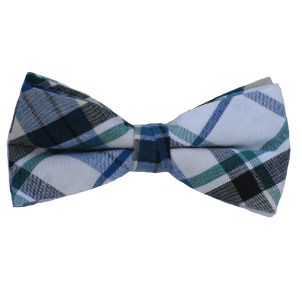 Black Green and Blue Plaid Bow Tie