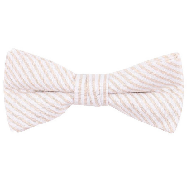 Cream Striped Bow Tie