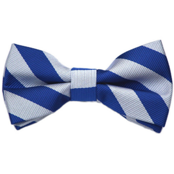 Blue and Silver Stripe Bow Tie