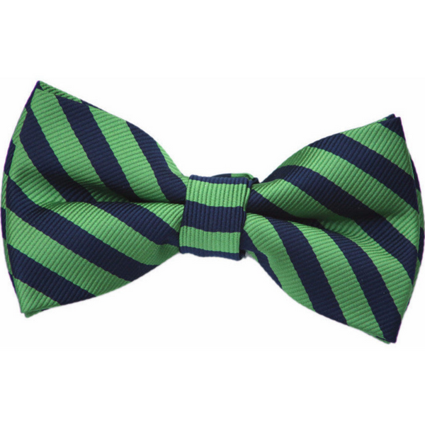 Navy and Green Stripe Bow Tie