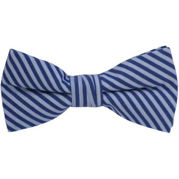 Blue and White Stripe Bow Tie