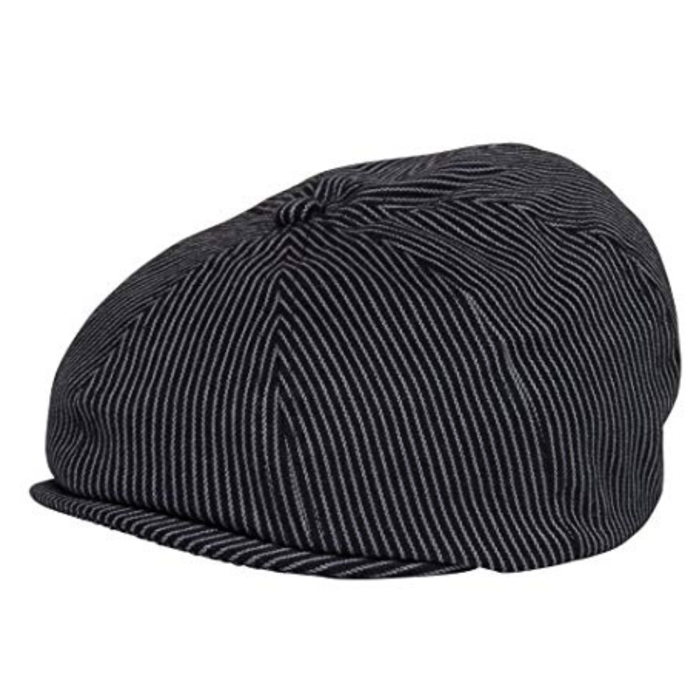 Black Stripe Newsboy Cap - Knuckleheads Clothing