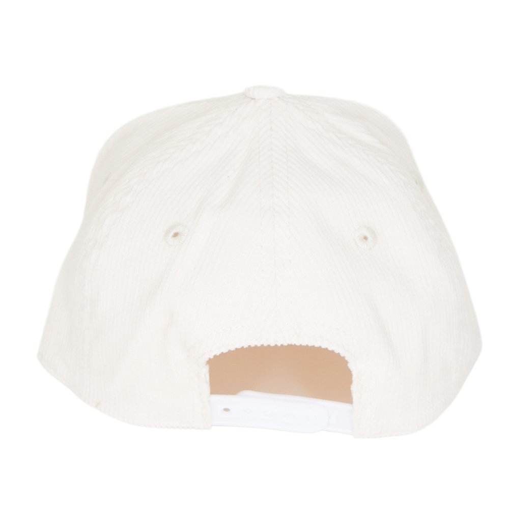 Image of White Corduroy Kids Trucker Hat with Knuckleheads Patch: A stylish and trendy trucker hat designed for kids. The hat comes in crisp white corduroy, featuring a cool Knuckleheads patch on the front. Elevate your child's style with this fashionable and comfortable accessory, perfect for any outing or everyday wear. Crafted with care, this white corduroy trucker hat with a Knuckleheads patch is a must-have addition to their wardrobe.