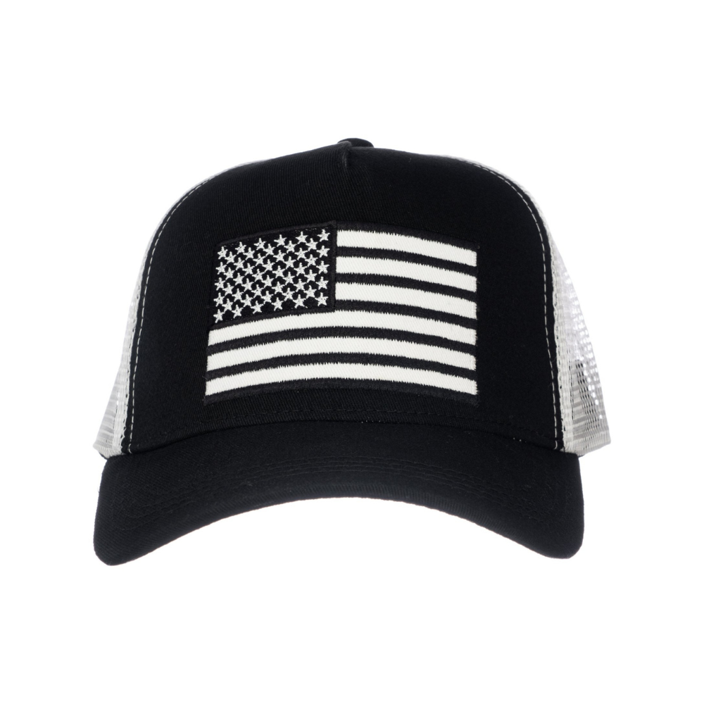 USA Flag White Mesh Trucker Hat - Knuckleheads Clothing