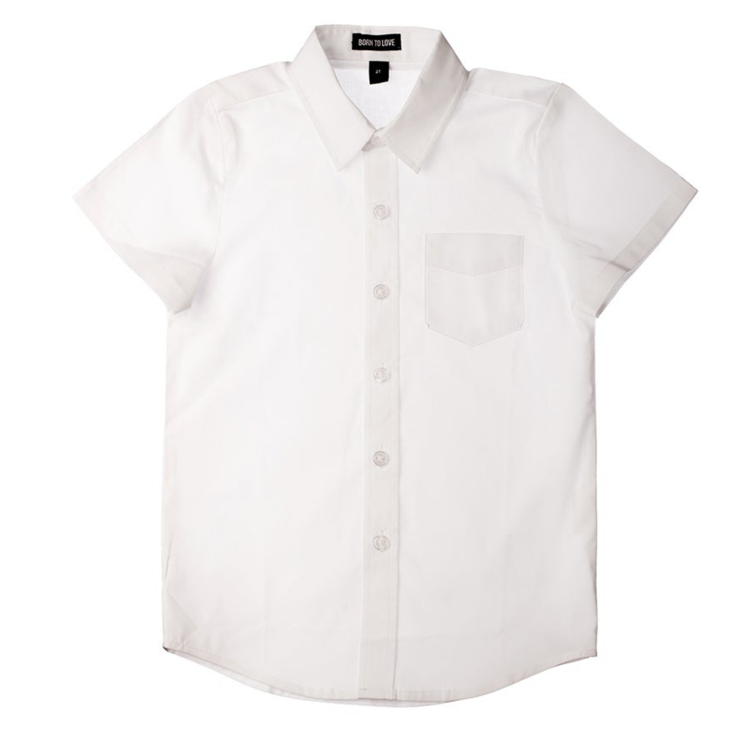 Born to Love Boy's White Button Down Short Sleeve Shirt - Knuckleheads Clothing